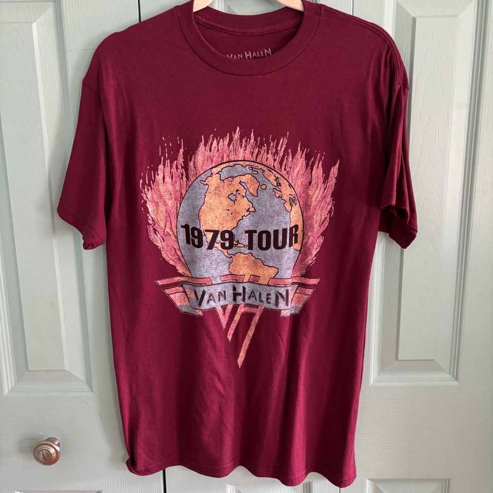 Men’s Van Halen 1979 Tour Graphic Band Tee Maroon Medium Cotton